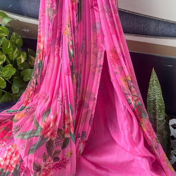 Rococo Sand Vibrant Pink Floral Backless Dress - Picture 10 of 12